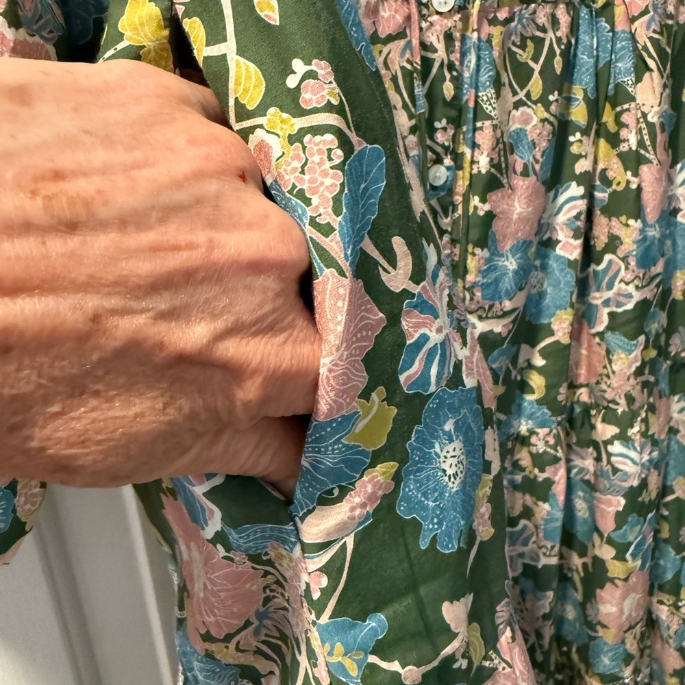 Trovata California Birds of Paradise Brand XL silk Floral Long Sleeve Dress maxi - Picture 13 of 16